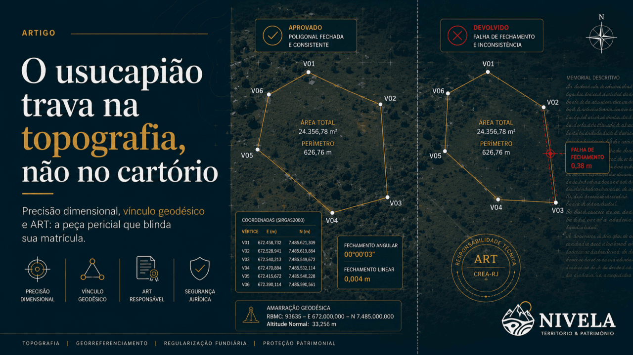O usucapião extrajudicial trava na topografia, não no cartório